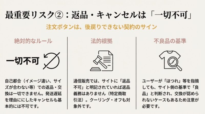 ESICAは返品キャンセル不可。特定商取引法に基づく自己都合返品のルール解説